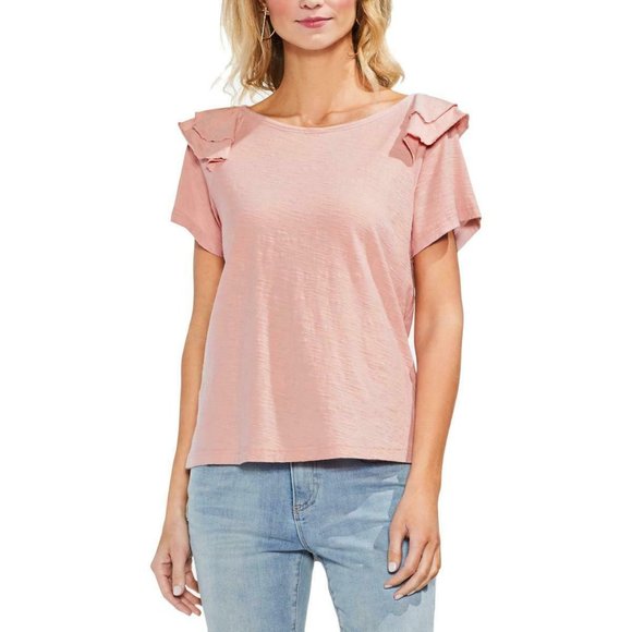 Vince Camuto Maroon Tiered Sleeve Ruffle Blouse - Picture 1 of 6